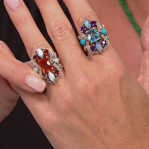 NICKY BUTLER New Honey Quartz Garnet Pearl Size 7 Sterling Silver Designer Ring - Picture 4 of 12